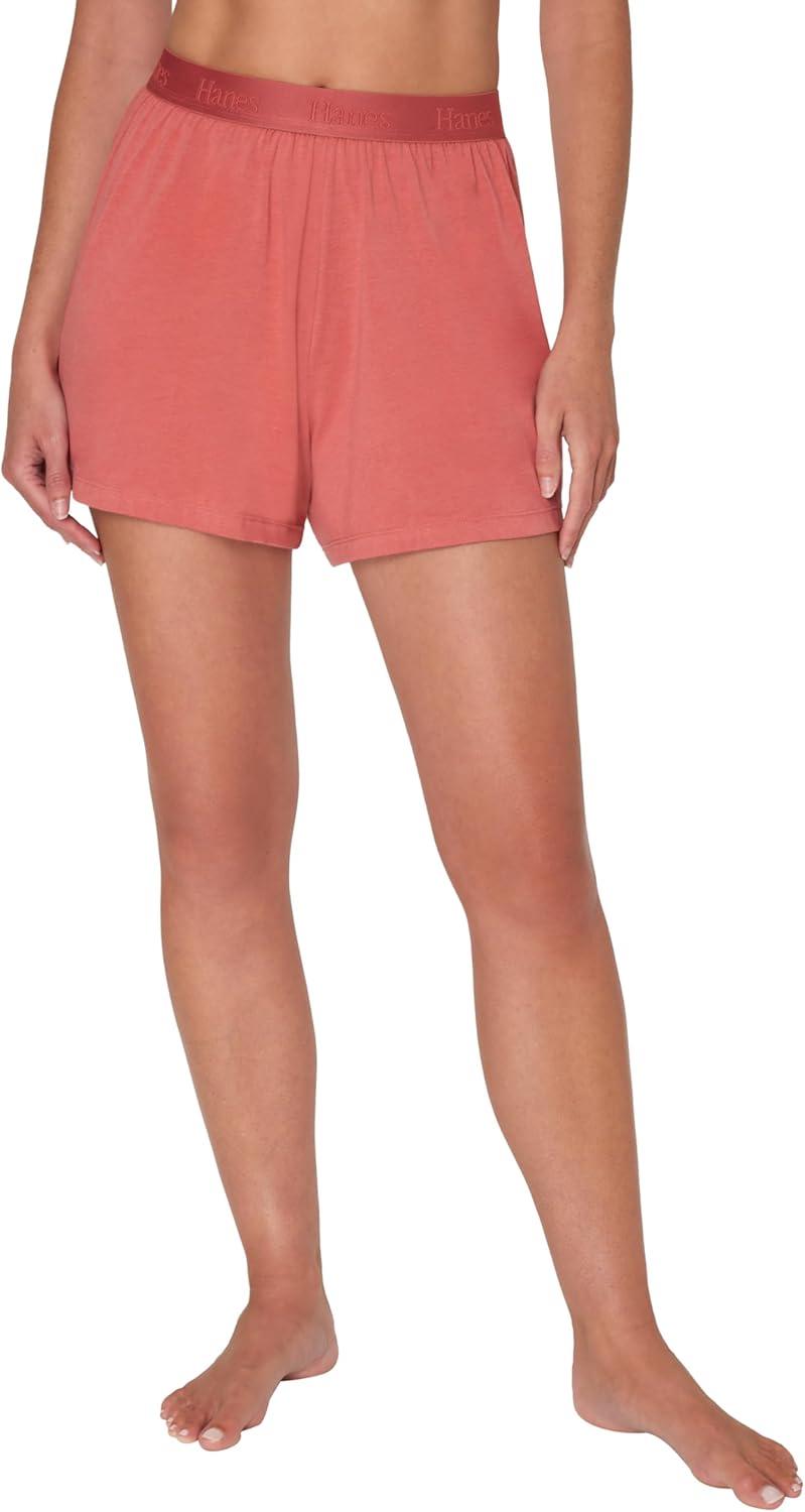 imageHanes Womens Originals Sleep Shorts 2Pack Comfywear Supersoft Lounge Shorts Pack 325quotStargazer GreyNatural Cedar