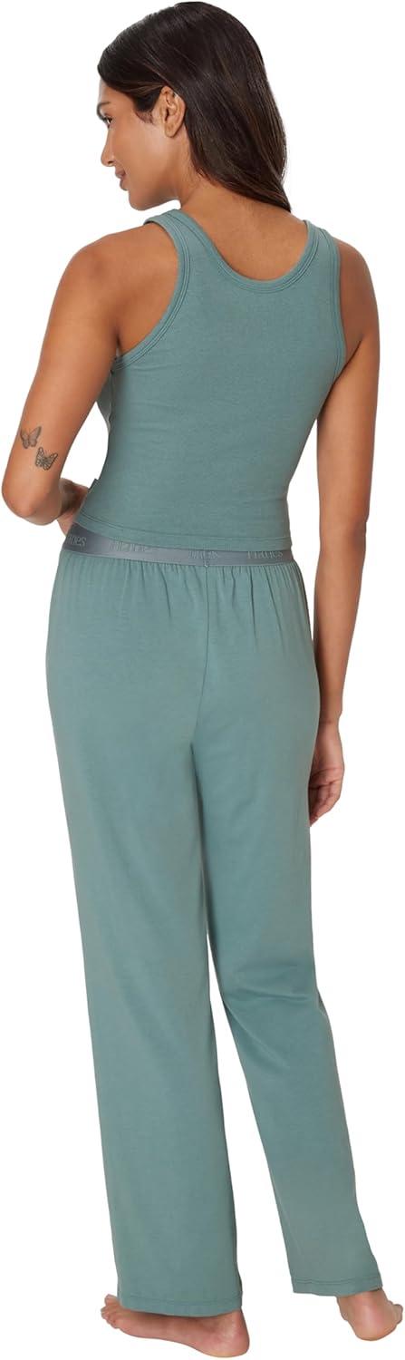 imageHanes Womens Originals SuperSoft Comfywear 2 Piece Crop Tank ampamp Lounge Pants Loungewear SetFaded Sage GreenFaded Sage Green