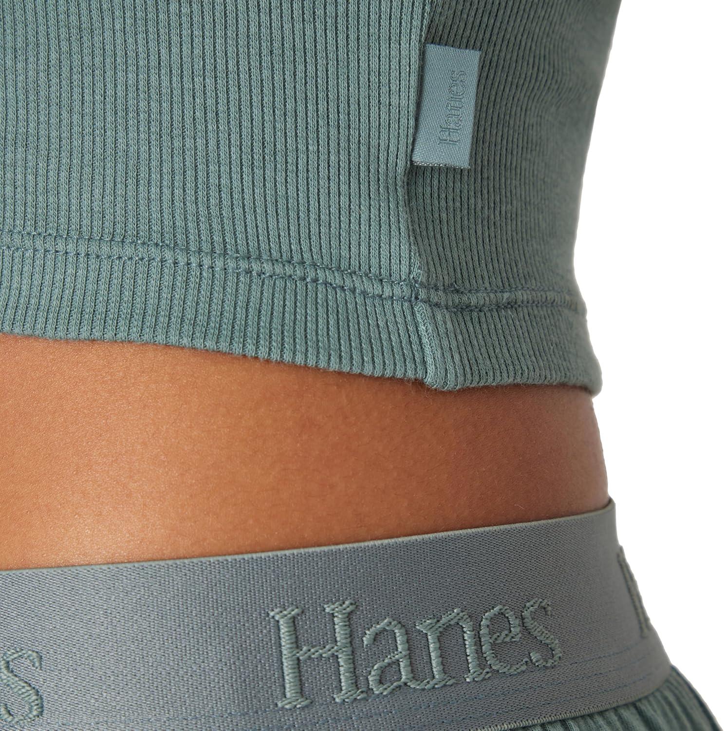 imageHanes Womens Originals SuperSoft Comfywear 2 Piece Crop Tank ampamp Lounge Pants Loungewear SetFaded Sage GreenFaded Sage Green