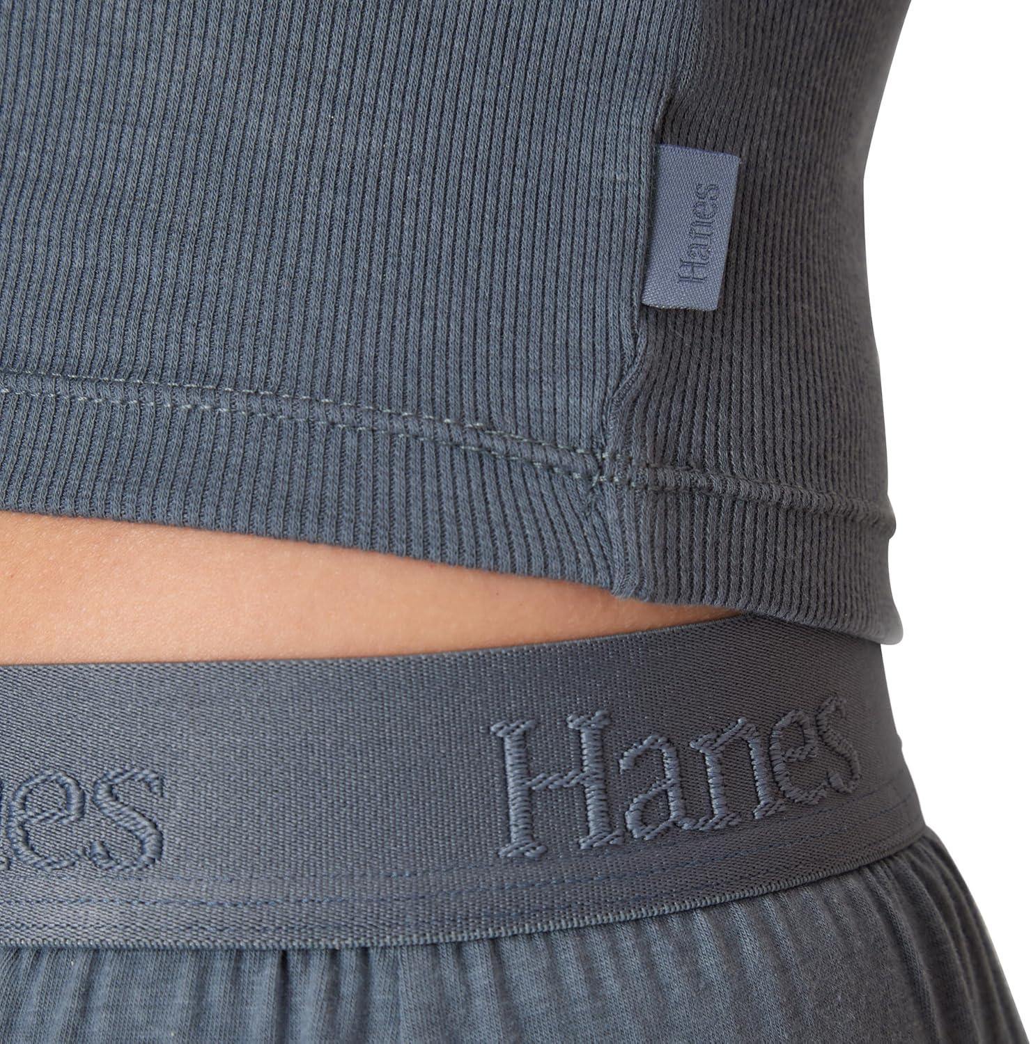 imageHanes Womens Originals SuperSoft Comfywear 2 Piece Crop Tank ampamp Lounge Pants Loungewear SetStargazer GreyStargazer Grey