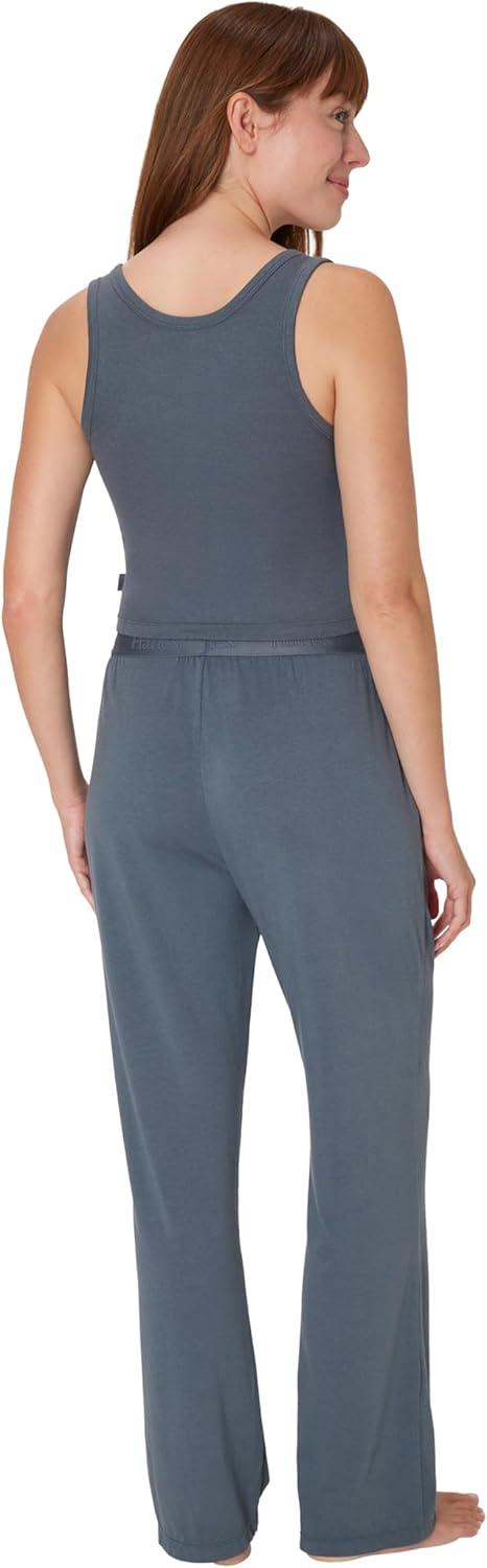 imageHanes Womens Originals SuperSoft Comfywear 2 Piece Crop Tank ampamp Lounge Pants Loungewear SetStargazer GreyStargazer Grey