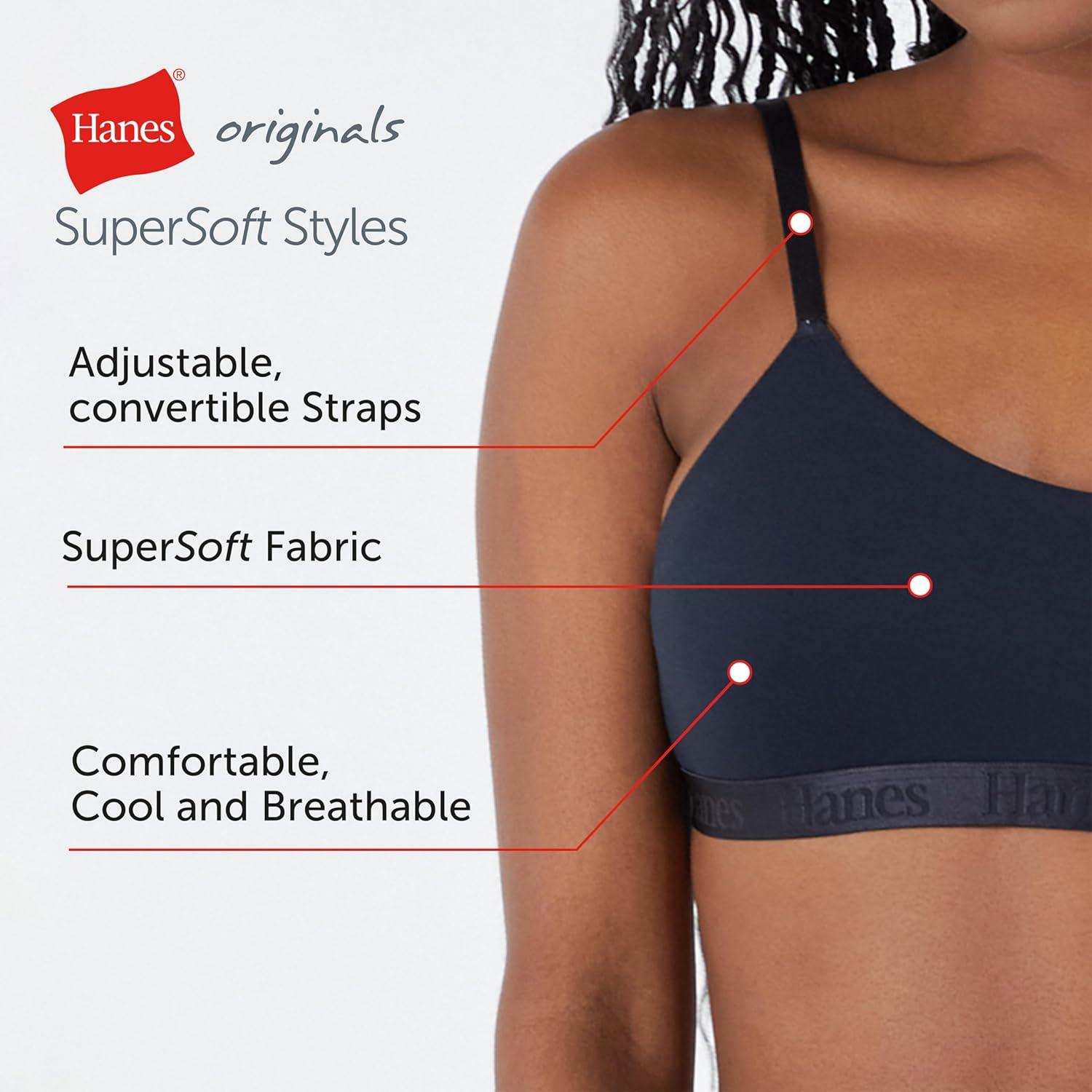 imageHanes Womens Originals Supersoft String Bralette Pullover Bra Scoop NecklineWhite