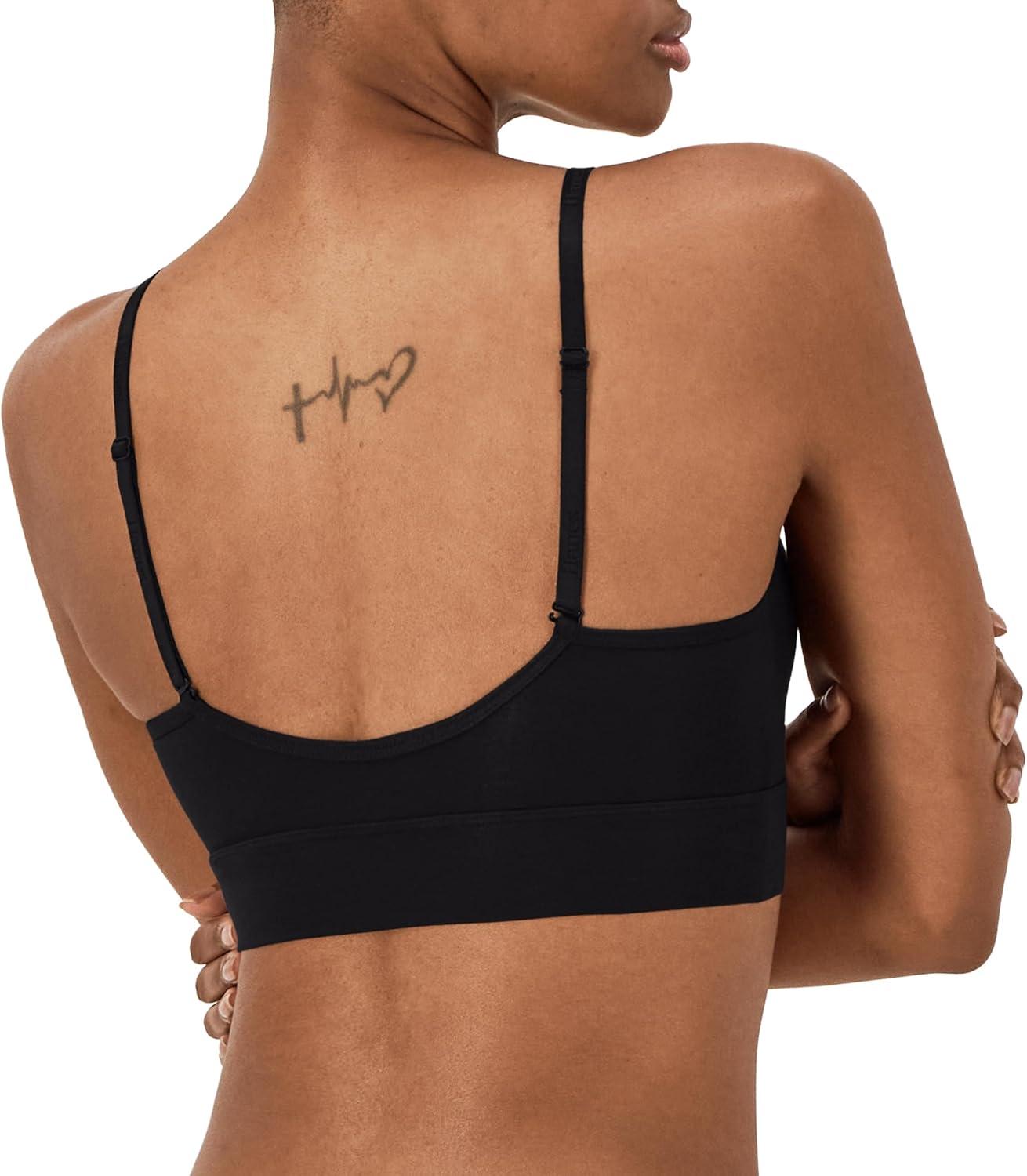 imageHanes Womens Originals Supersoft Triangle Bralette Viscose from Bamboo Longline BraletteBlack