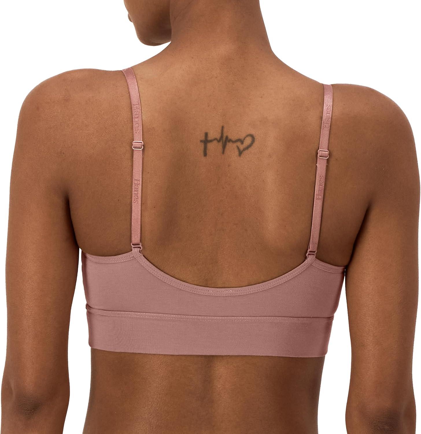 imageHanes Womens Originals Supersoft Triangle Bralette Viscose from Bamboo Longline BraletteEarthen Tan