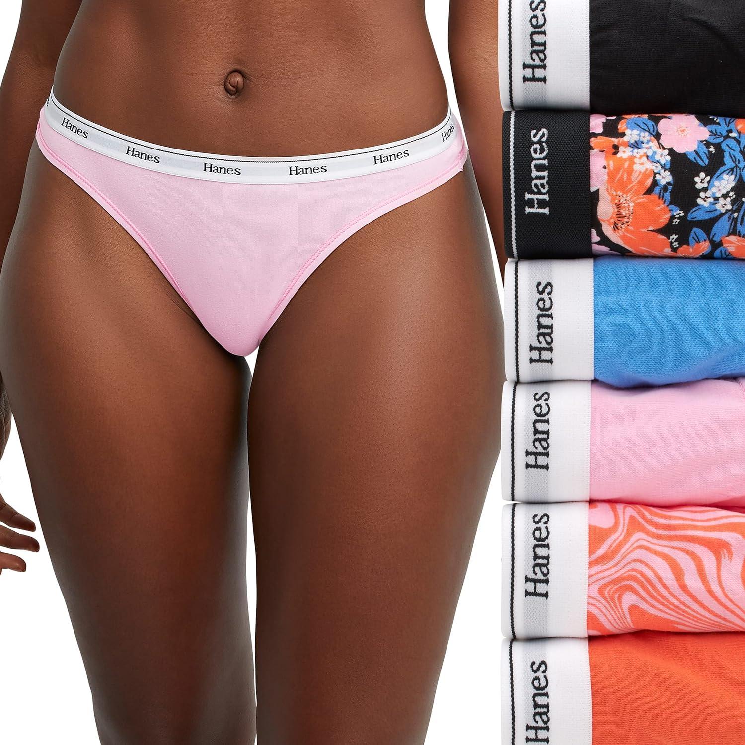 imageHanes Womens Originals Thong Panties Breathable Stretch Cotton Underwear Assorted 6PackFashion Color Mix