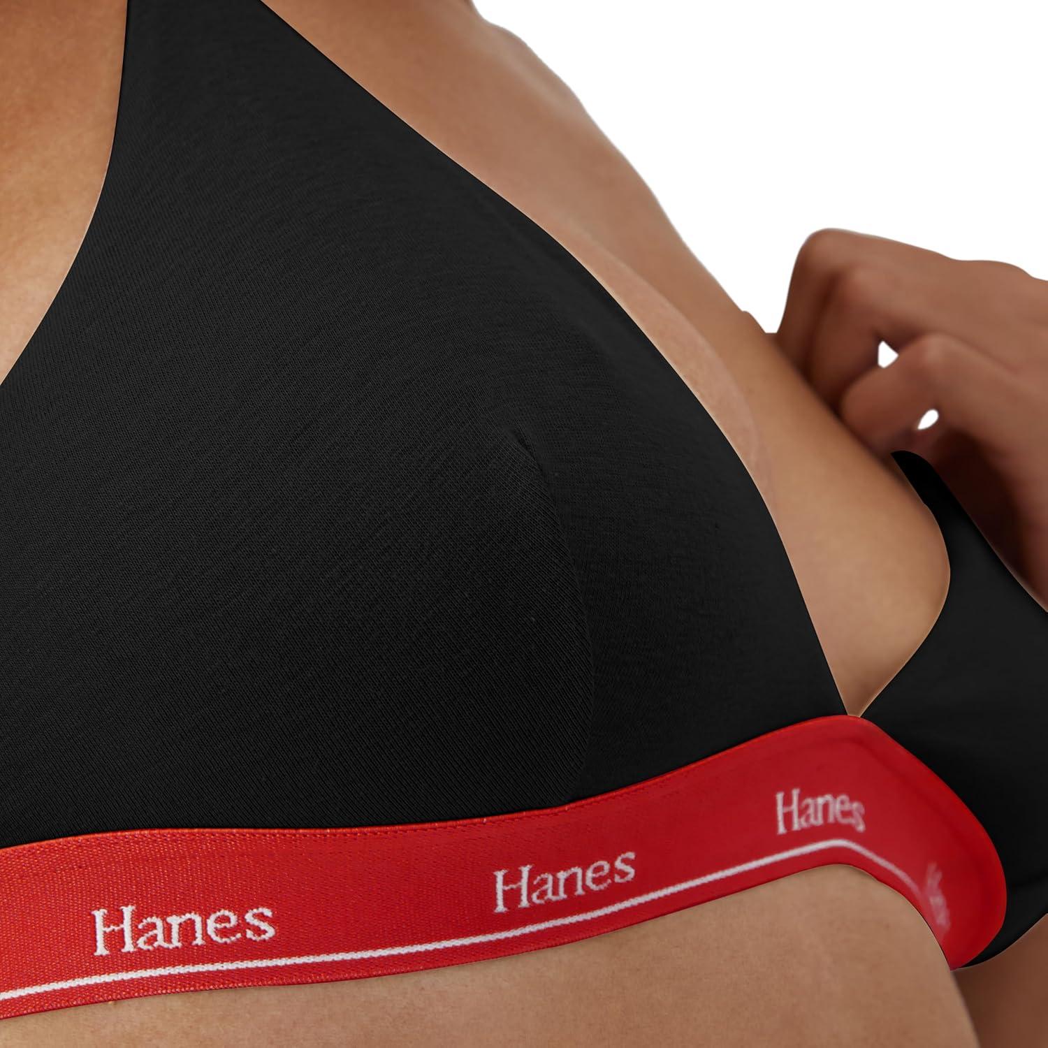 imageHanes Womens Originals Triangle Bralette Pack Breathable Stretch Cotton Bras 2PackBlack With Shelton RedShelton Red