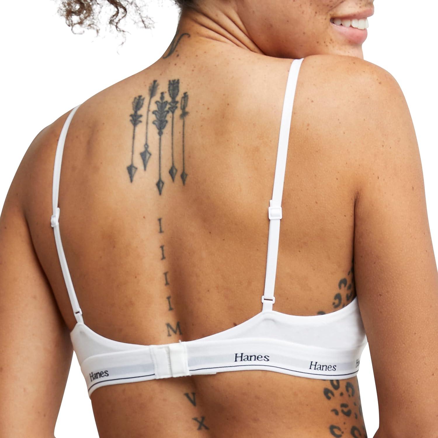 imageHanes Womens Originals Triangle Bralette Pack Breathable Stretch Cotton Bras 2PackBlue Floral PrintWhite