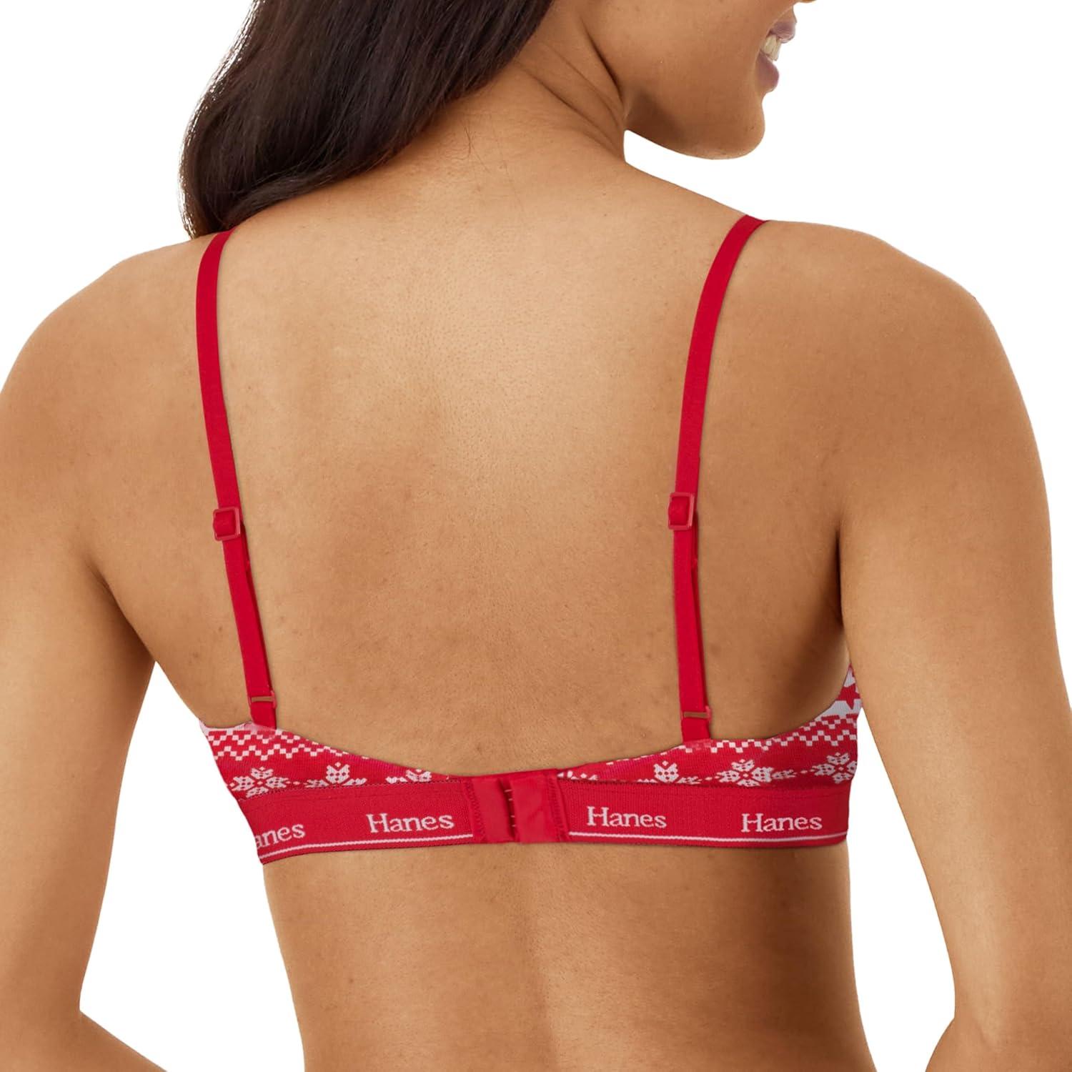 imageHanes Womens Originals Triangle Bralette Pack Breathable Stretch Cotton Bras 2PackEmerald NightFriendly Fairisle