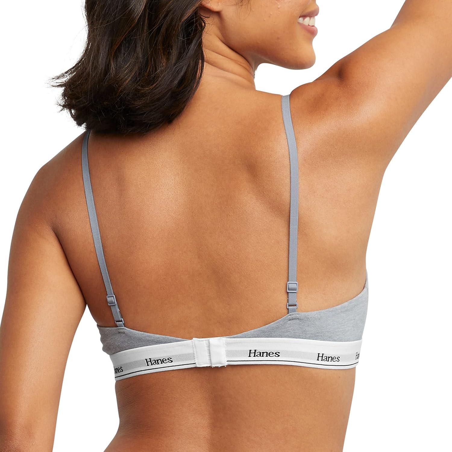 imageHanes Womens Originals Triangle Bralette Pack Breathable Stretch Cotton Bras 2PackShelton RedConcrete Heather