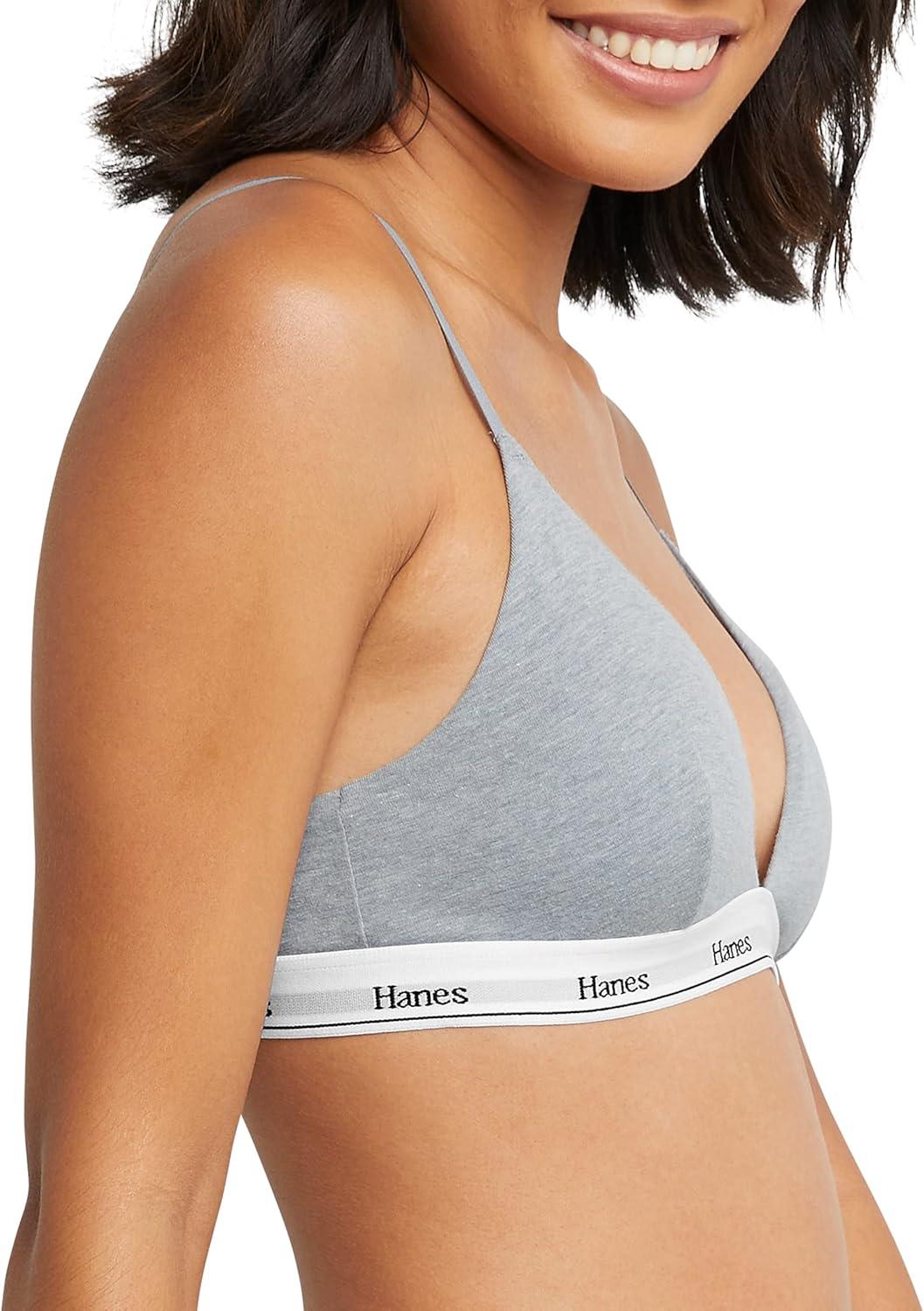 imageHanes Womens Originals Triangle Bralette Pack Breathable Stretch Cotton Bras 2PackShelton RedConcrete Heather