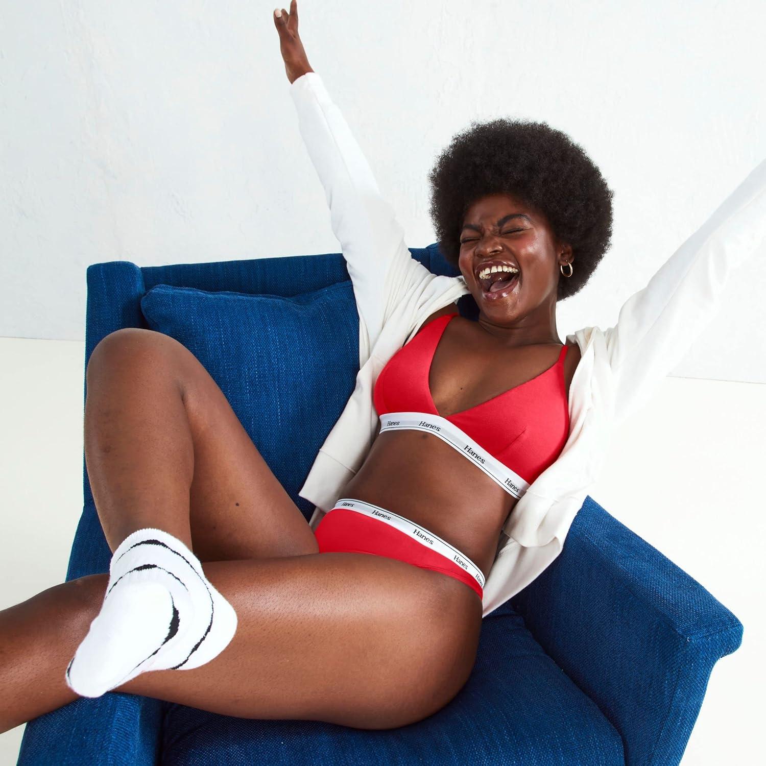 imageHanes Womens Originals Triangle Bralette Pack Breathable Stretch Cotton Bras 2PackShelton RedConcrete Heather