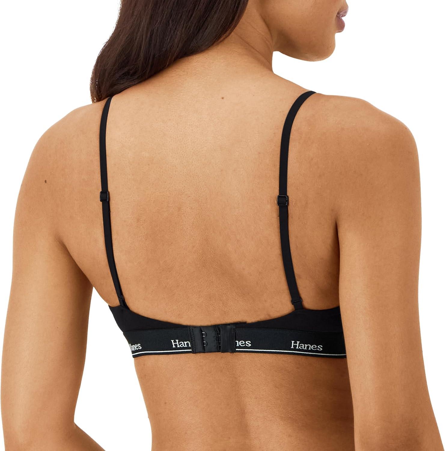 imageHanes Womens Originals Triangle Bralette Pack Breathable Stretch Cotton Bras 2PackWhiteBlack