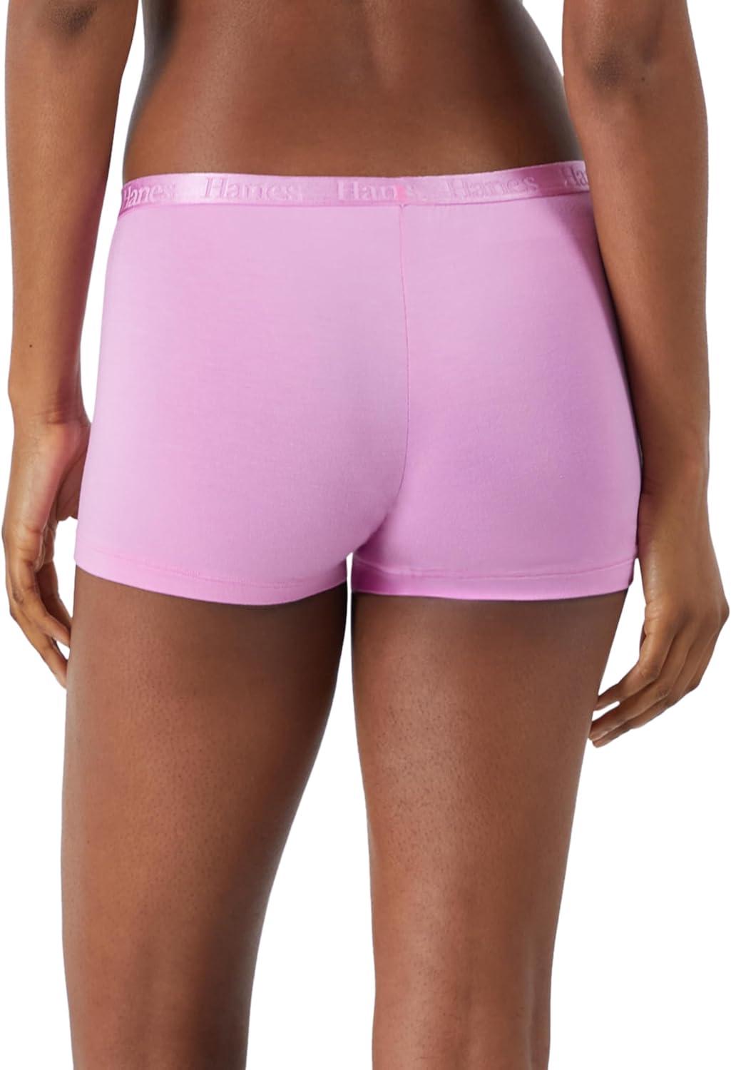 imageHanes Womens Originals Ultra SuperSoft Boxer Brief Underwear 5PackBlackSilver OpalStrawberry Candy Pink