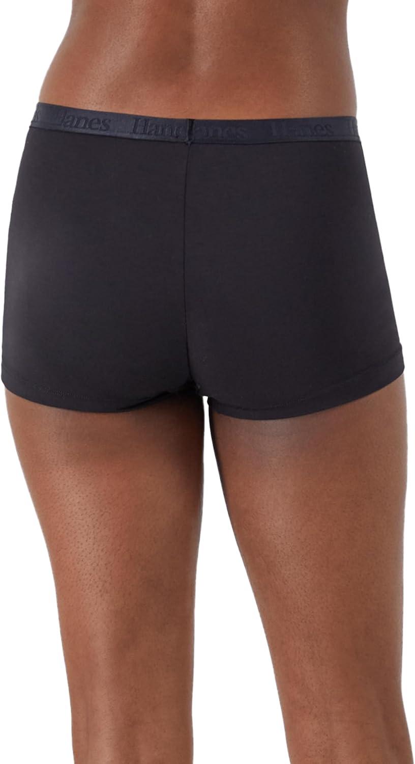 imageHanes Womens Originals Ultra SuperSoft Boxer Brief Underwear 5PackBlackSilver OpalWhite