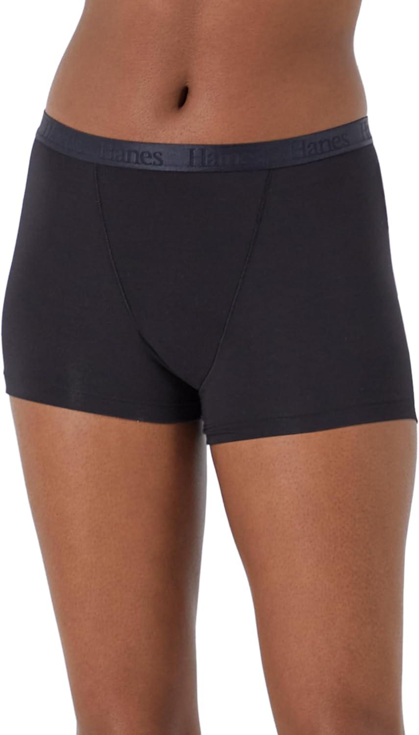 imageHanes Womens Originals Ultra SuperSoft Boxer Brief Underwear 5PackBlackSilver OpalWhite