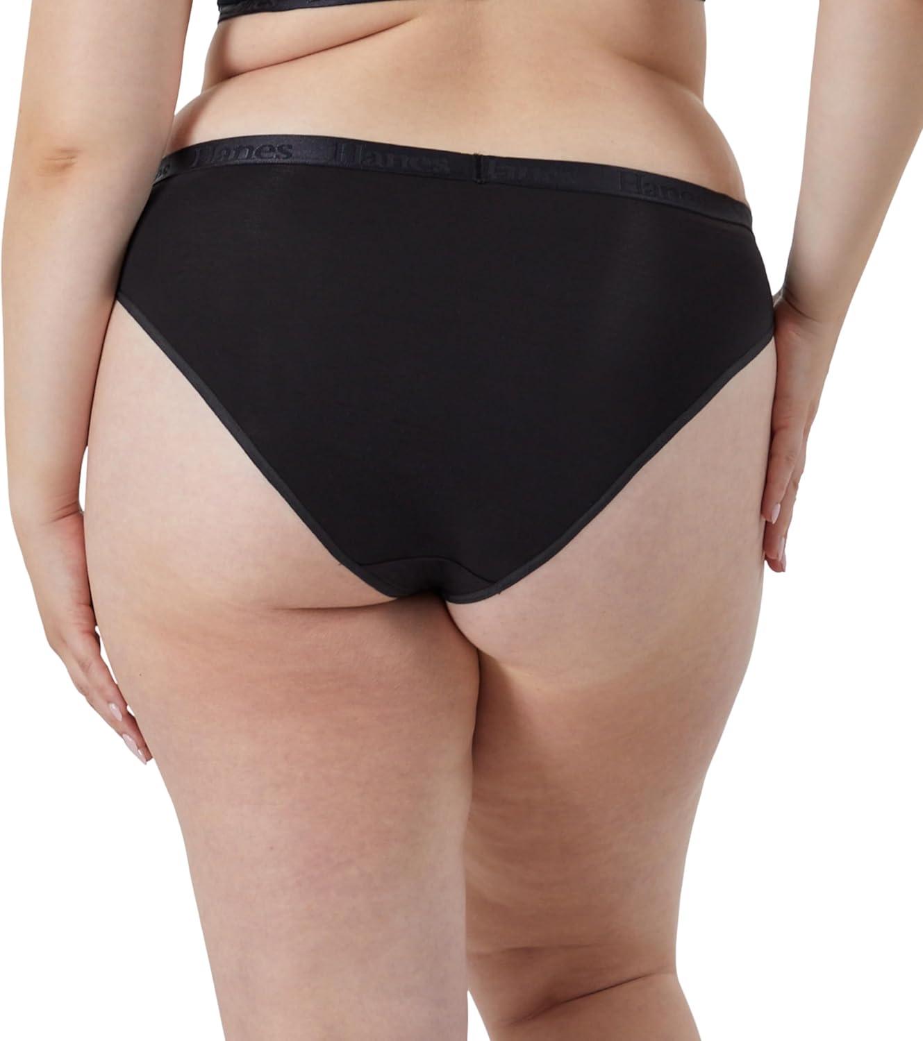 imageHanes Womens Originals Ultra Supersoft Bikini Underwear 5Pack Viscose From Bamboo BikiniBlackSilver OpalStrawberry Candy Pink