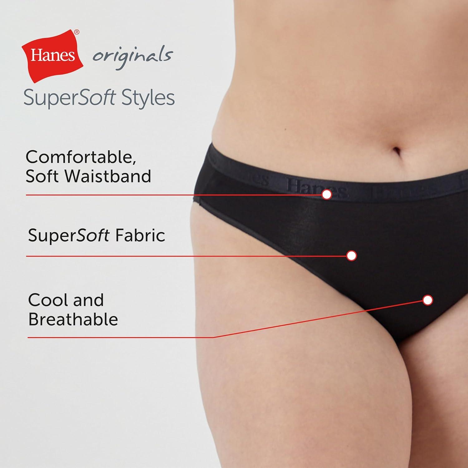 imageHanes Womens Originals Ultra Supersoft Bikini Underwear 5Pack Viscose From Bamboo BikiniBlackSilver OpalWhite