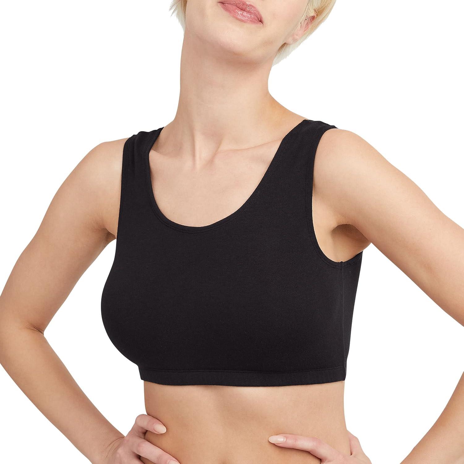 imageHanes Womens Pack Cotton Scoopneck Bralette LowImpact Sports Bra 3PackBlackBlackBlack