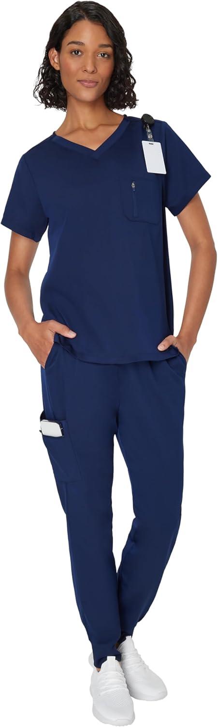 imageHanes Womens Scrub Joggers Comfort Fit Healthcare Pants for Women MoistureWicking Medical Scrubs with Odor ControlAthletic Navy