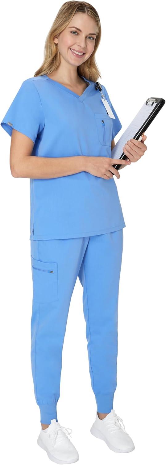 imageHanes Womens Scrub Joggers Comfort Fit Healthcare Pants for Women MoistureWicking Medical Scrubs with Odor ControlCeil Blue 2