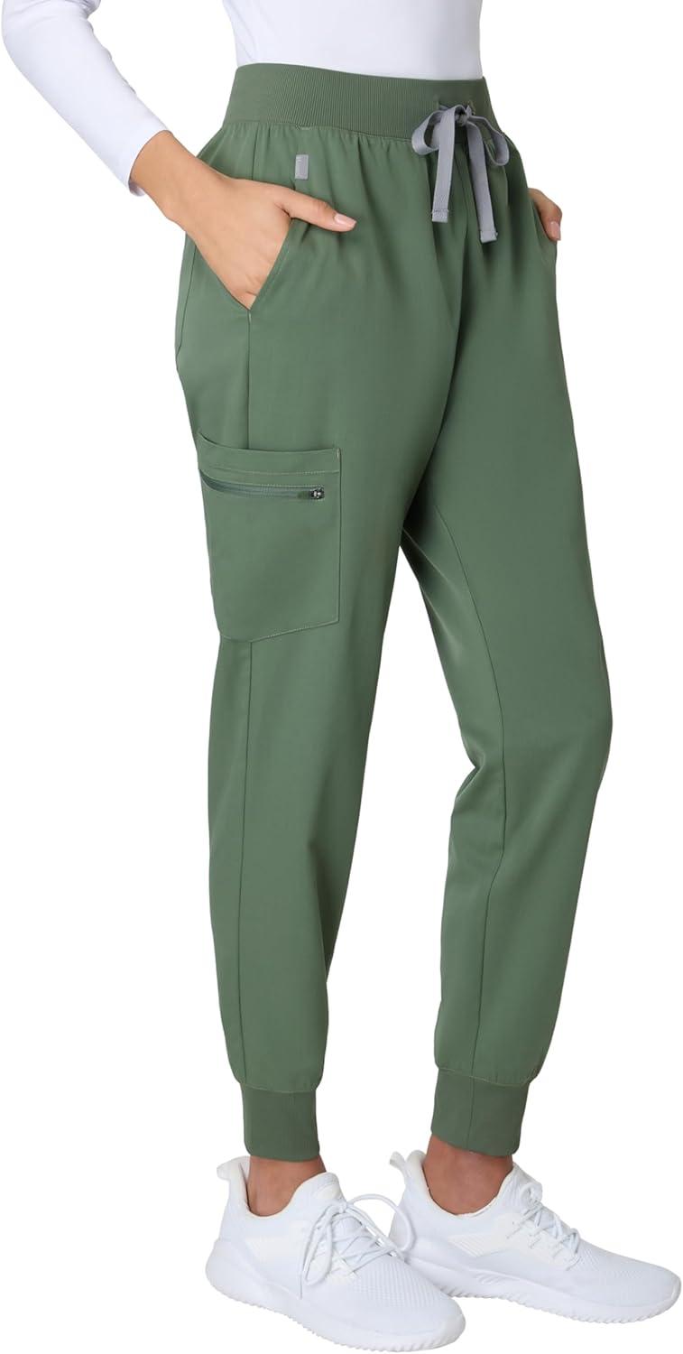 imageHanes Womens Scrub Joggers Comfort Fit Healthcare Pants for Women MoistureWicking Medical Scrubs with Odor ControlGreen Moss