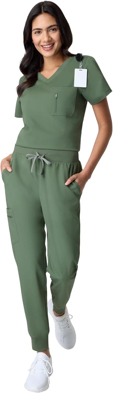 imageHanes Womens Scrub Joggers Comfort Fit Healthcare Pants for Women MoistureWicking Medical Scrubs with Odor ControlGreen Moss