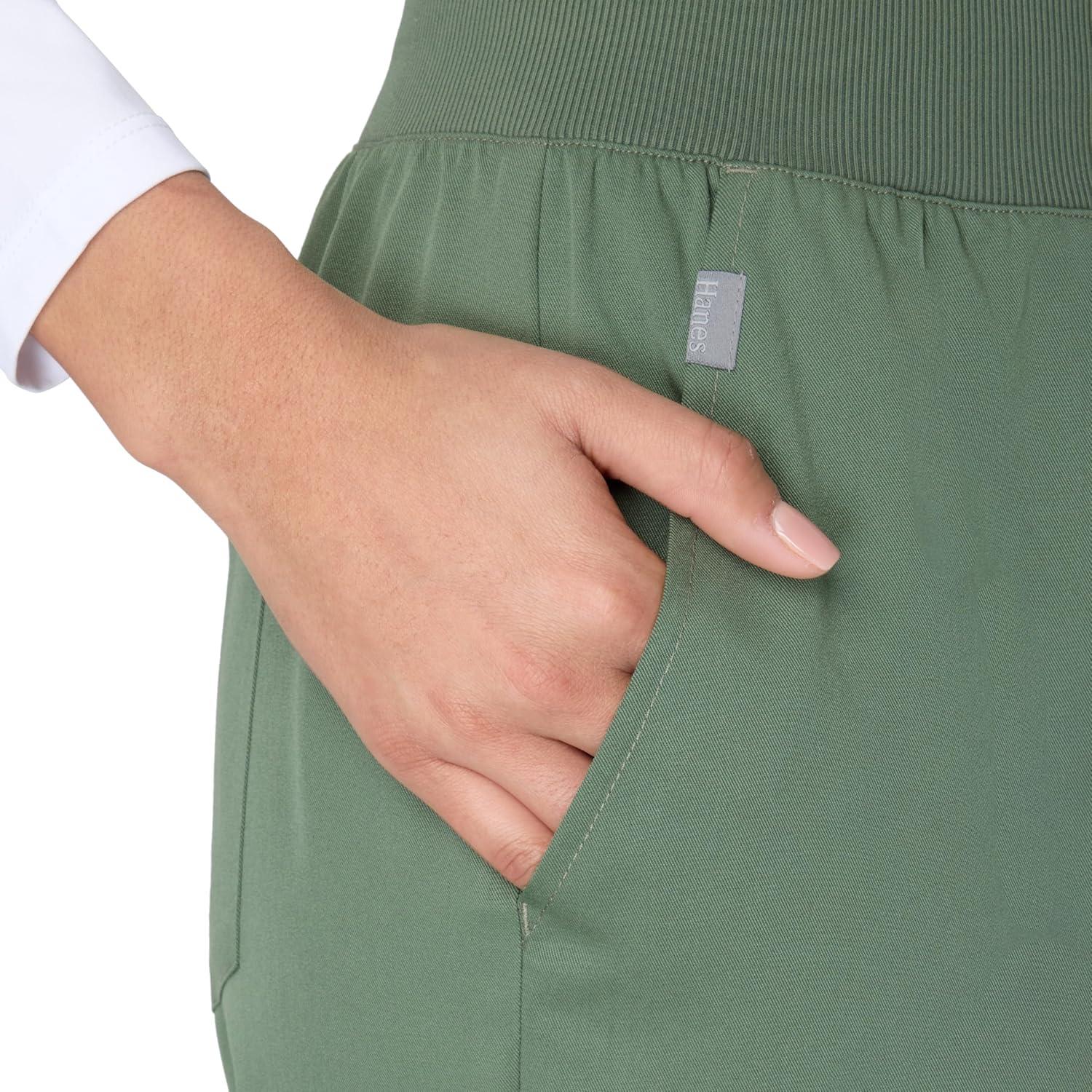 imageHanes Womens Scrub Joggers Comfort Fit Healthcare Pants for Women MoistureWicking Medical Scrubs with Odor ControlGreen Moss