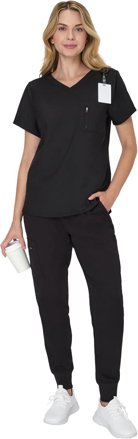 imageHanes Womens Scrub Joggers Comfort Fit Healthcare Pants for Women MoistureWicking Medical Scrubs with Odor ControlNew Ebony