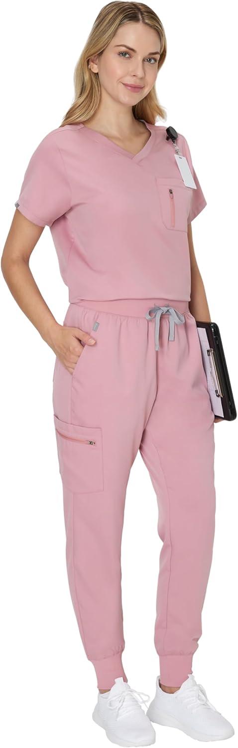 imageHanes Womens Scrub Joggers Comfort Fit Healthcare Pants for Women MoistureWicking Medical Scrubs with Odor ControlPink Mauve