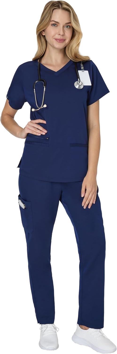 imageHanes Womens Scrub Pants Comfort Fit Healthcare Pants for Women MoistureWicking Medical ScrubsAthletic Navy
