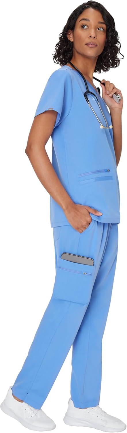imageHanes Womens Scrub Pants Comfort Fit Healthcare Pants for Women MoistureWicking Medical ScrubsCeil Blue 2