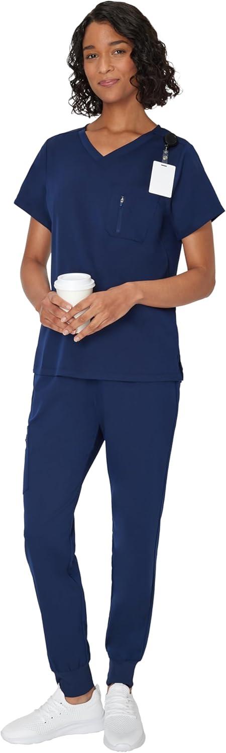 imageHanes Womens Scrub Top Comfort Fit 1Pocket Healthcare Top for Women MoistureWicking Medical ScrubsAthletic Navy