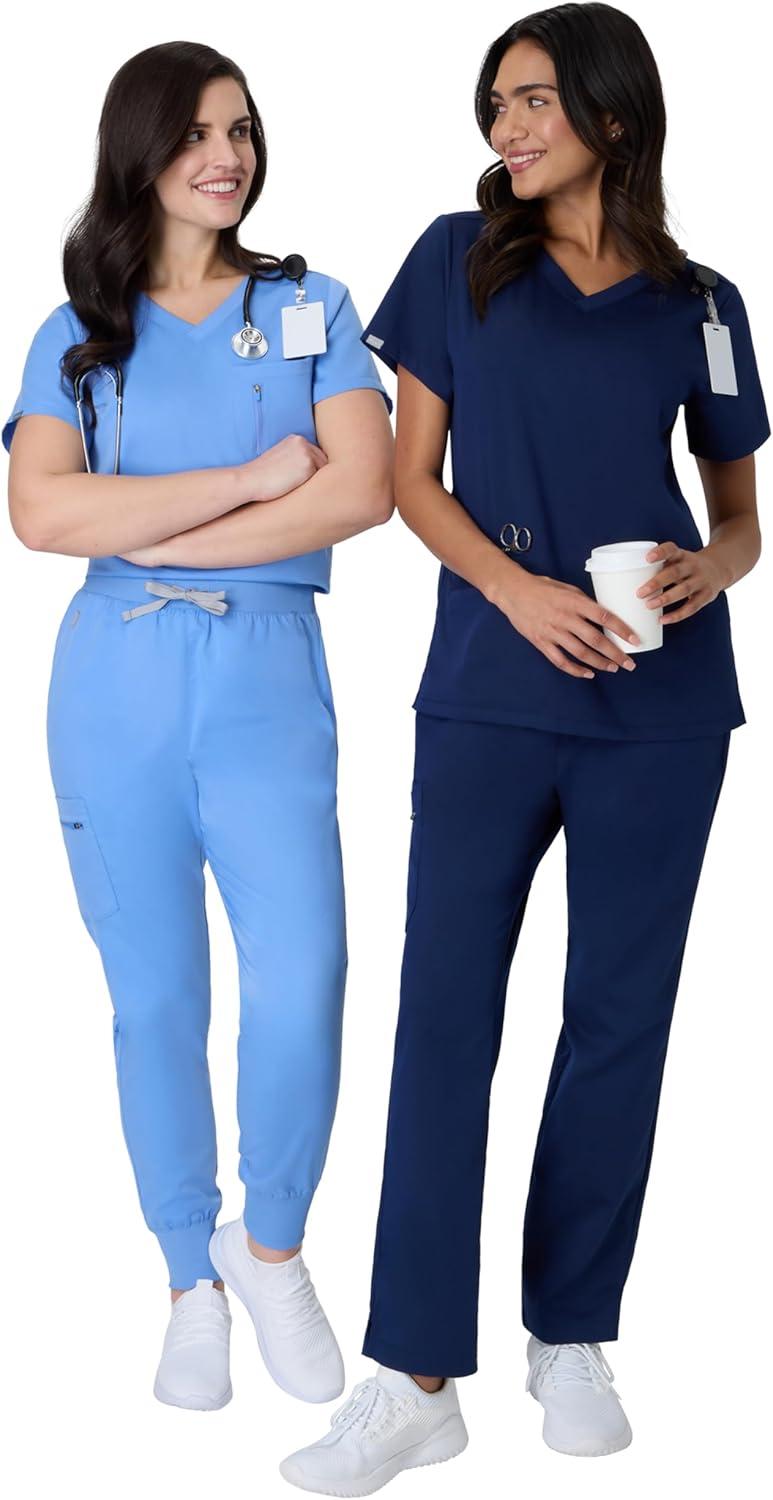 imageHanes Womens Scrub Top Comfort Fit 1Pocket Healthcare Top for Women MoistureWicking Medical ScrubsCeil Blue 2