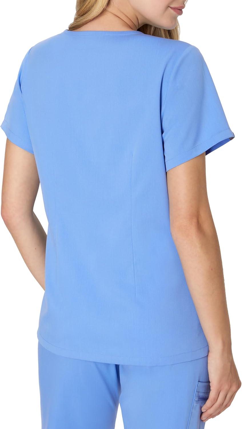 imageHanes Womens Scrub Top Comfort Fit 1Pocket Healthcare Top for Women MoistureWicking Medical ScrubsCeil Blue 2