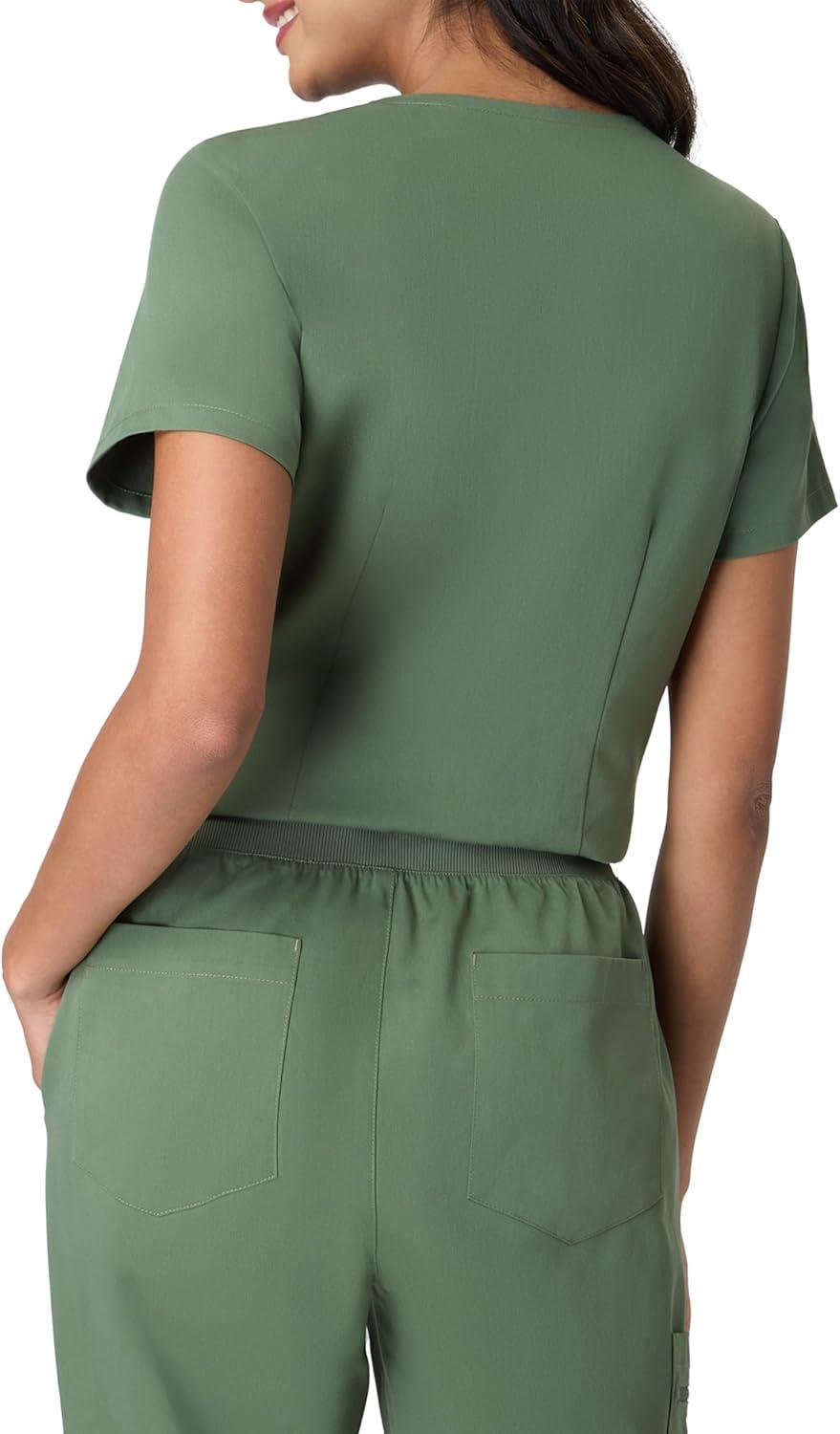 imageHanes Womens Scrub Top Comfort Fit 1Pocket Healthcare Top for Women MoistureWicking Medical ScrubsGreen Moss