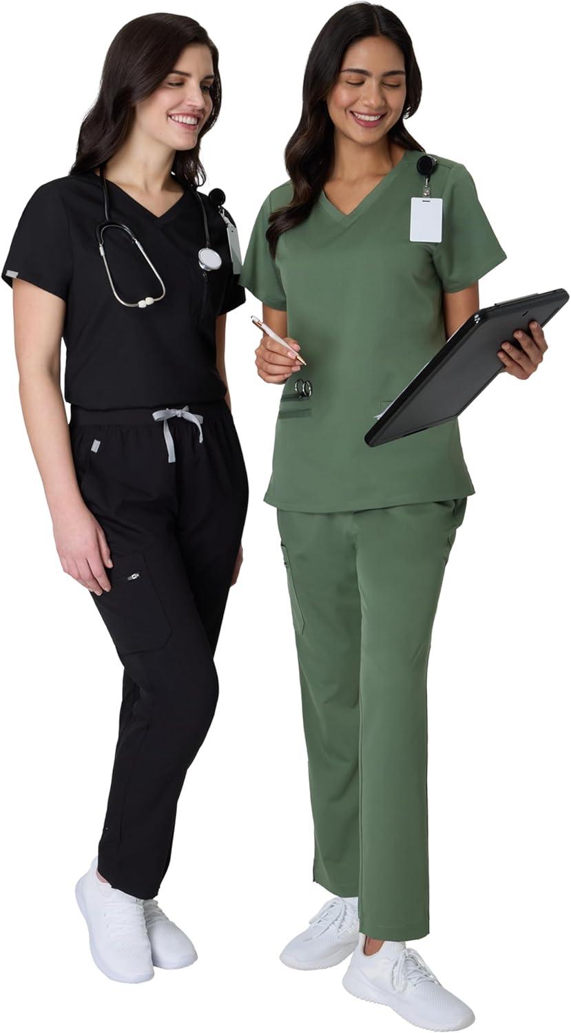 imageHanes Womens Scrub Top Comfort Fit 1Pocket Healthcare Top for Women MoistureWicking Medical ScrubsNew Ebony