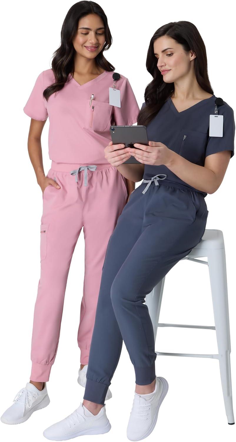 imageHanes Womens Scrub Top Comfort Fit 1Pocket Healthcare Top for Women MoistureWicking Medical ScrubsPeppercorn Grey