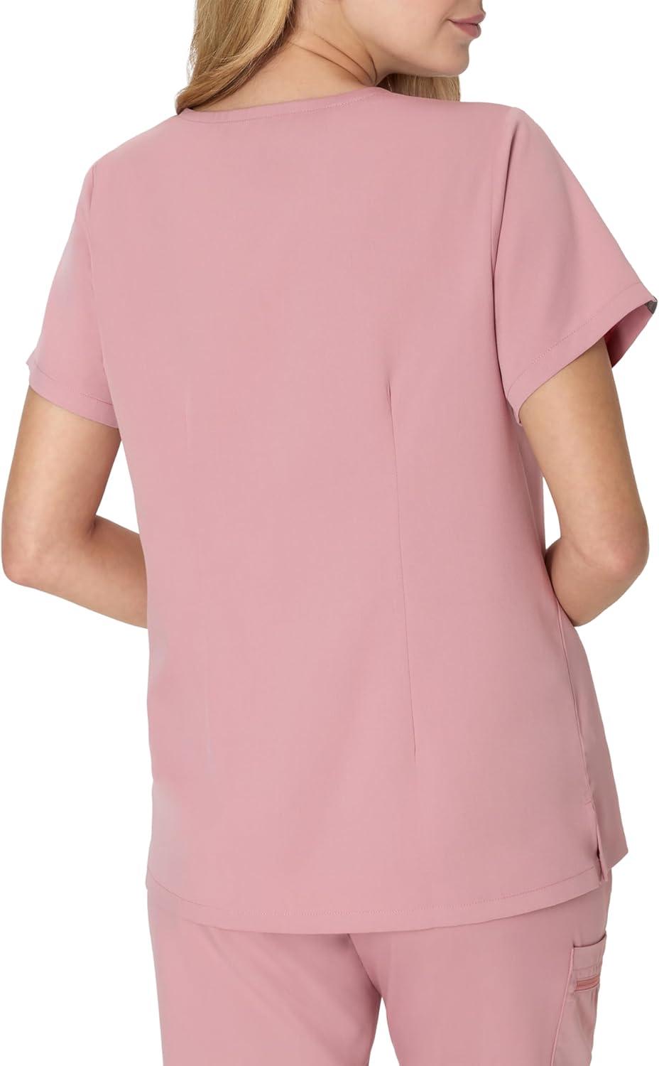 imageHanes Womens Scrub Top Comfort Fit 1Pocket Healthcare Top for Women MoistureWicking Medical ScrubsPink Mauve