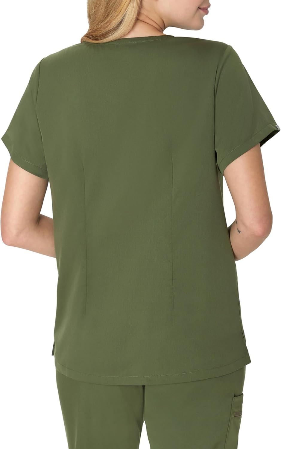 imageHanes Womens Scrub Top Comfort Fit 3Pocket Healthcare Top for Women MoistureWicking Medical Scrub ShirtGreen Moss