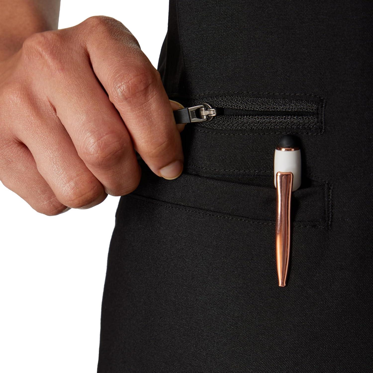 imageHanes Womens Scrub Top Comfort Fit 3Pocket Healthcare Top for Women MoistureWicking Medical Scrub ShirtNew Ebony