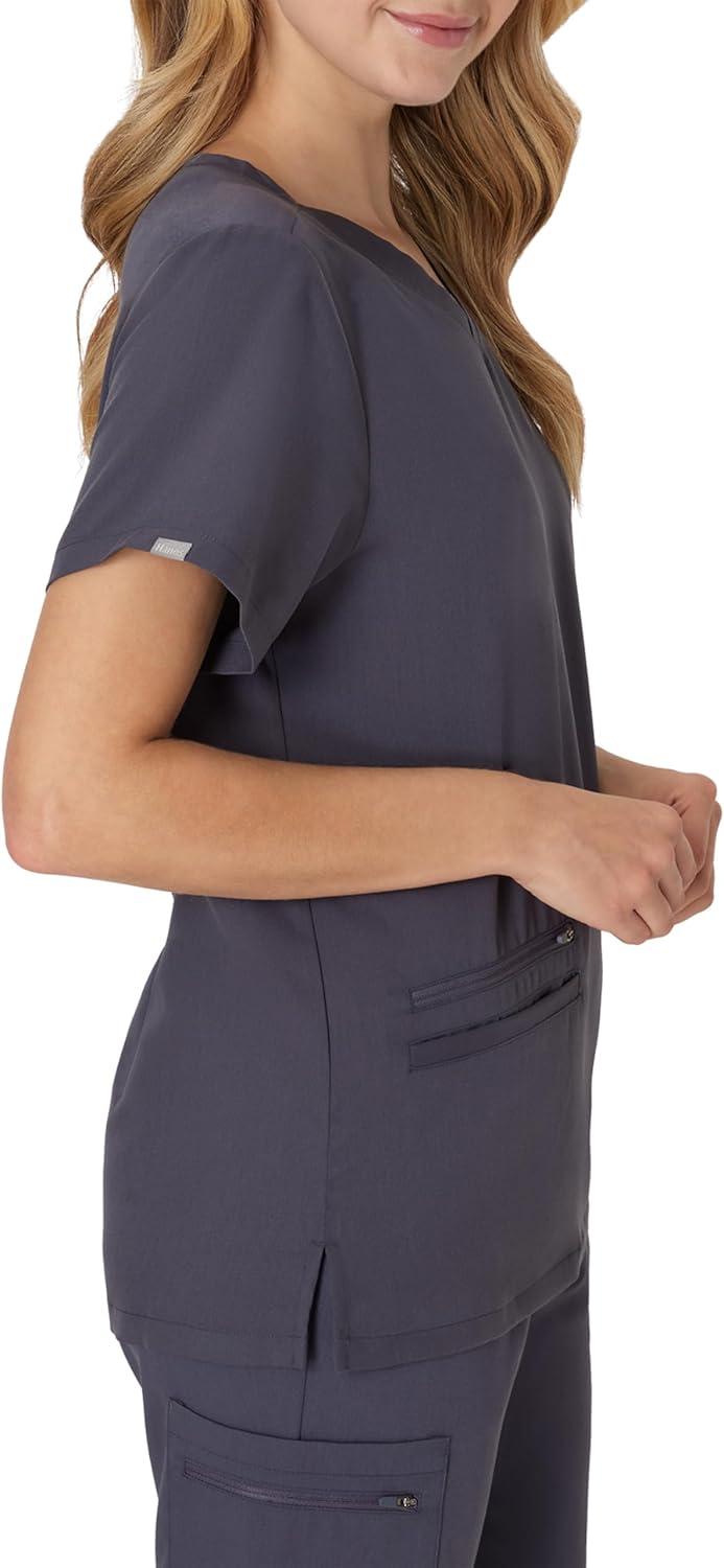 imageHanes Womens Scrub Top Comfort Fit 3Pocket Healthcare Top for Women MoistureWicking Medical Scrub ShirtPeppercorn Grey