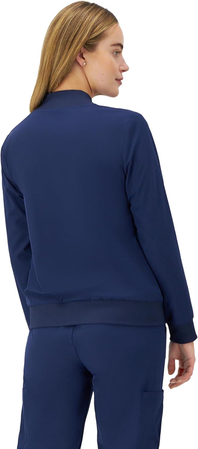 imageHanes Womens Scrubs Bomber Jacket ZipUp Healthcare Scrub Jacket for Women Moisture WickingAthletic Navy