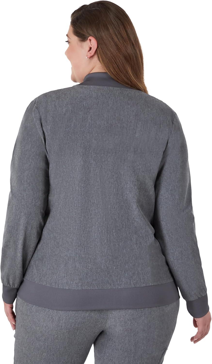 imageHanes Womens Scrubs Bomber Jacket ZipUp Healthcare Scrub Jacket for Women Moisture WickingEbony Heather