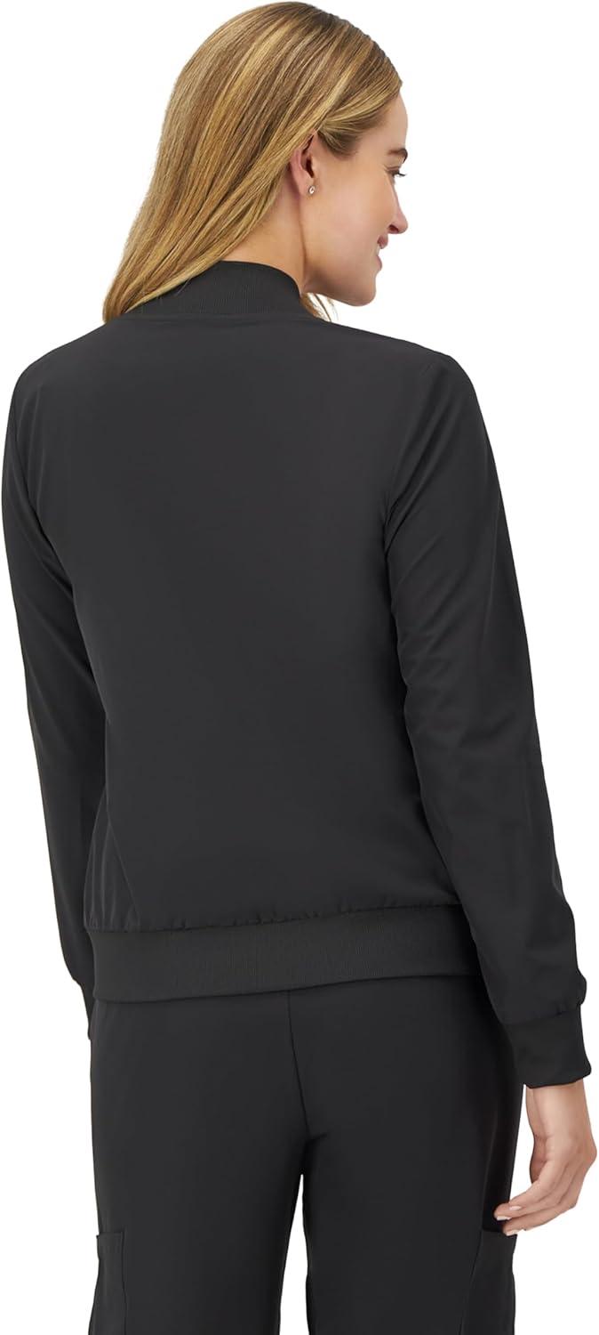 imageHanes Womens Scrubs Bomber Jacket ZipUp Healthcare Scrub Jacket for Women Moisture WickingNew Ebony