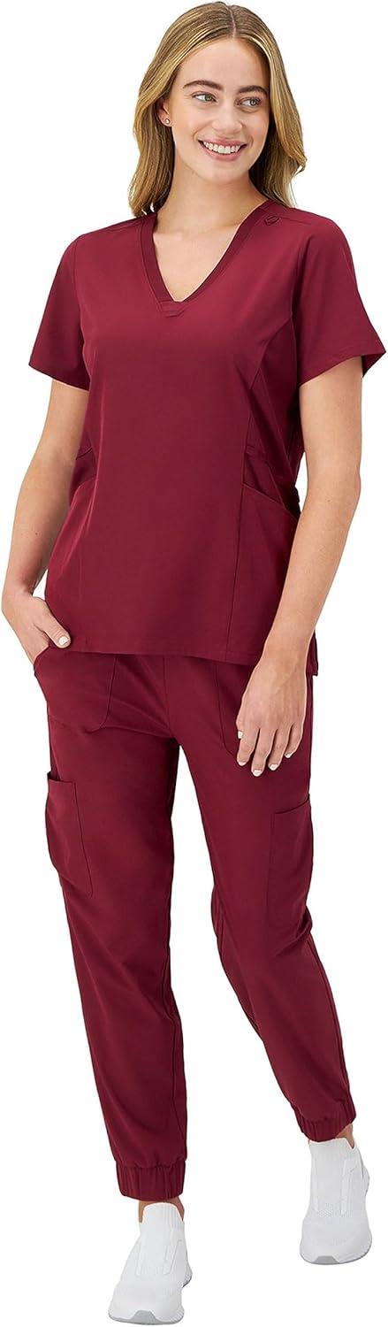 imageHanes Womens Scrubs Cargo Joggers Healthcare Scrub Joggers for Women Moisture WickingAfternoon Burgundy