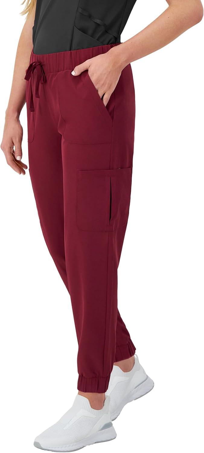 imageHanes Womens Scrubs Cargo Joggers Healthcare Scrub Joggers for Women Moisture WickingAfternoon Burgundy
