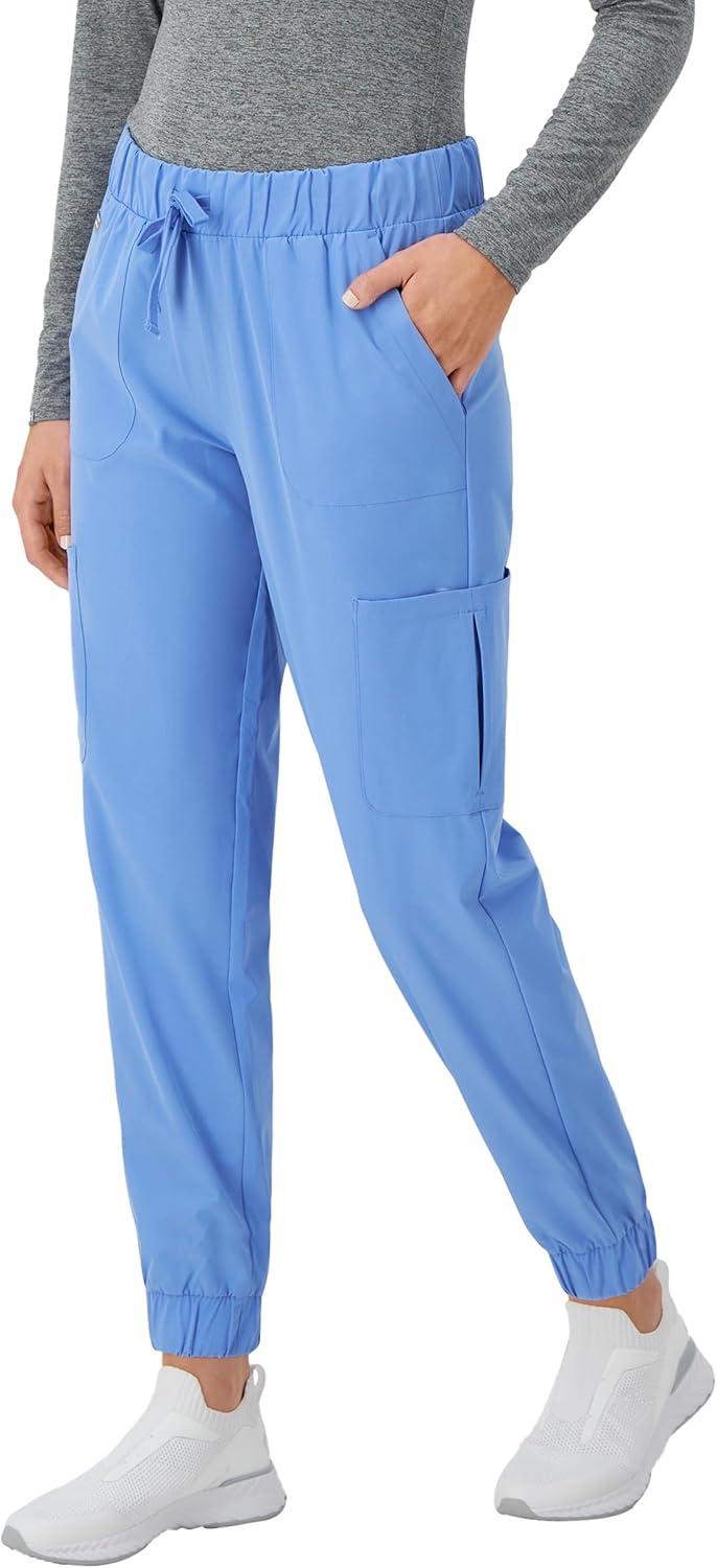 imageHanes Womens Scrubs Cargo Joggers Healthcare Scrub Joggers for Women Moisture WickingCeil Blue 2