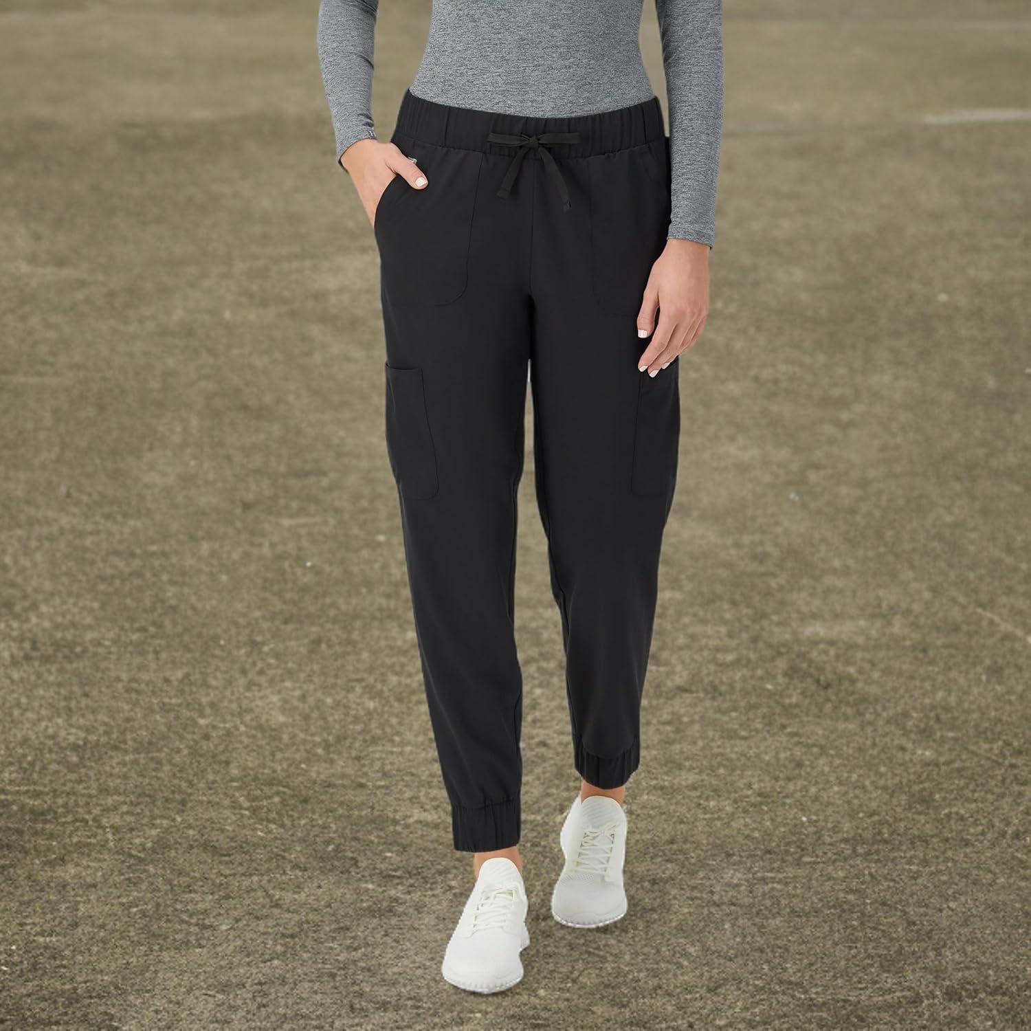 imageHanes Womens Scrubs Cargo Joggers Healthcare Scrub Joggers for Women Moisture WickingNew Ebony