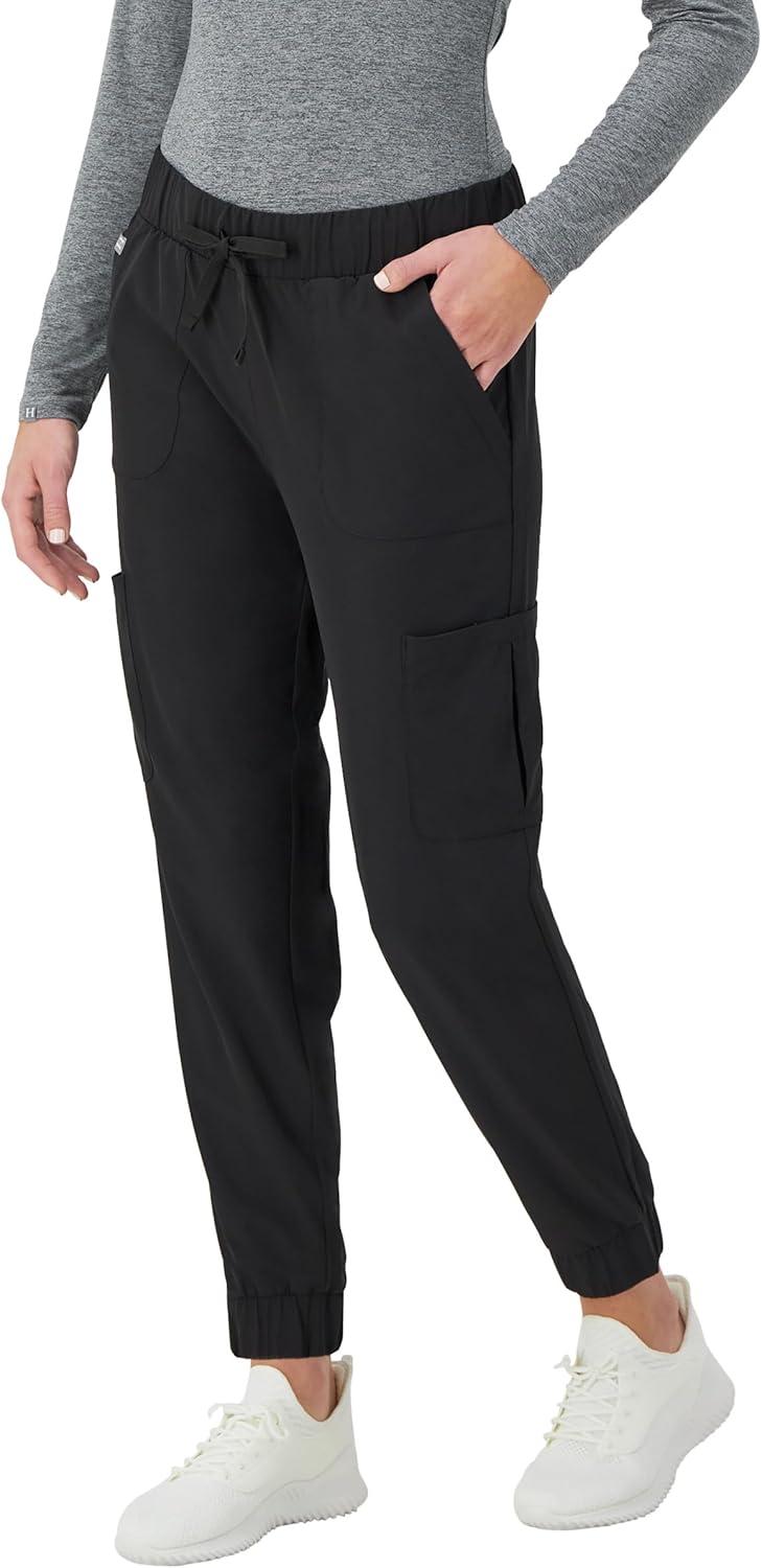 imageHanes Womens Scrubs Cargo Joggers Healthcare Scrub Joggers for Women Moisture WickingNew Ebony