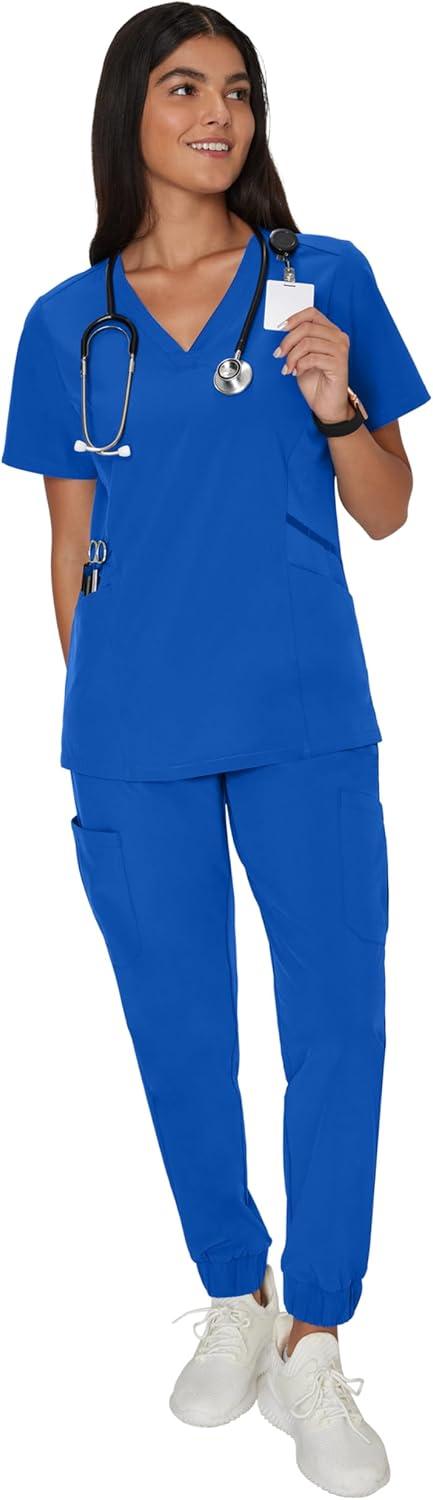 imageHanes Womens Scrubs Cargo Joggers Healthcare Scrub Joggers for Women Moisture WickingRoyal Blue
